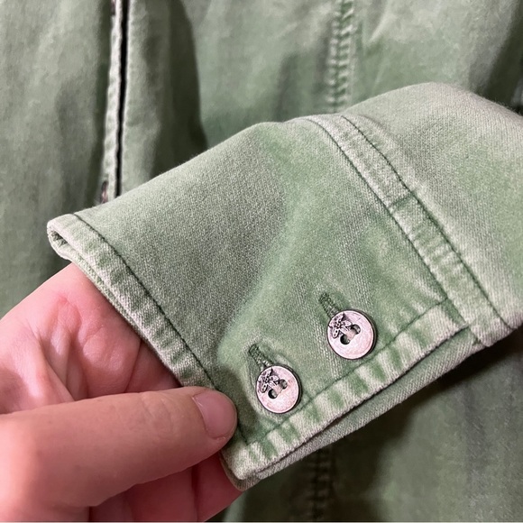 Vintage 90's/Y2K L.L. Bean Women's Green Cotton/Spandex Shacket Grunge Medium - Picture 6 of 10
